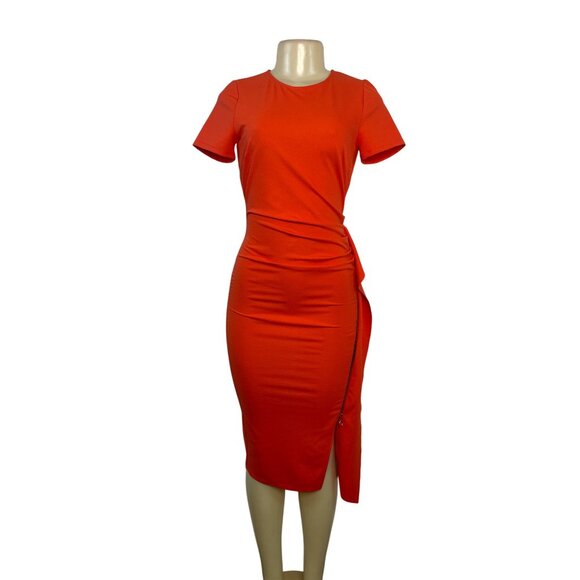 Asos Womens Orange Short Sleeve Midi Dress Size US 2 - Picture 1 of 6